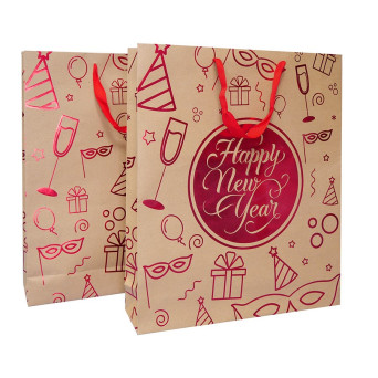 Bolsa de Papel Kraft Ecológica Roja de 36 x 42 x 9,5 Centímetros con Asa