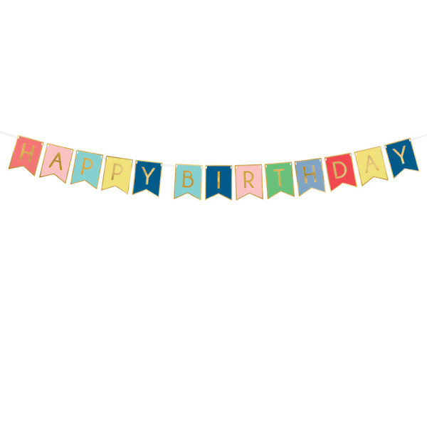 Guirnalda de Banderines de Happy Birthday de 15 x 175 Centímetros Multicolor