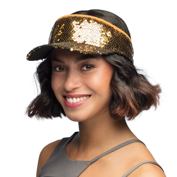 Visera de Blitz de color Oro con Lentejuelas para Adulto