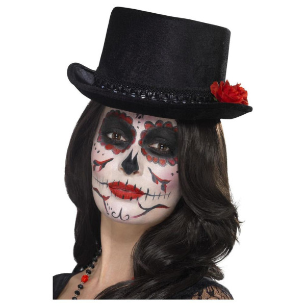 Sombrero del Día de los Muertos Mexicano de color Negro con Rosas para Adulto