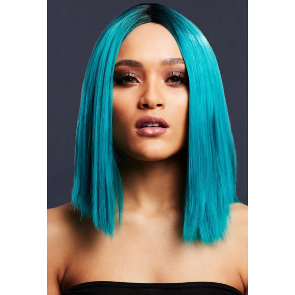 Peluca Azul Cerceta de Kylie Fever de 37 Centímetros para Adulto