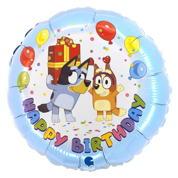 Globo Foil de Happy Birthday Bluey de 35 Centímetros