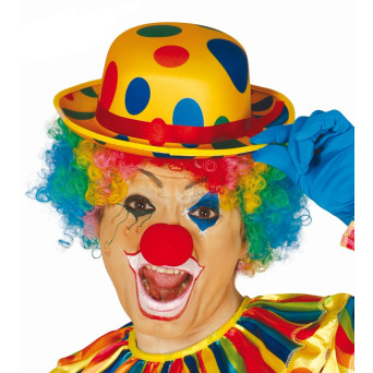 Bombín de Payaso de color Amarillo con Lunares para Adulto