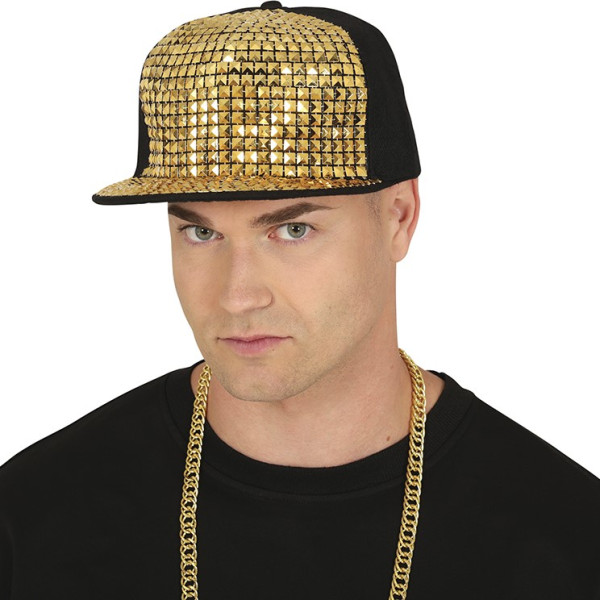 Gorra de Rapero con Remaches de color Oro para Adulto