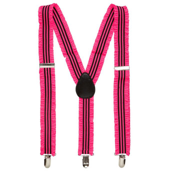 Tirantes Rizados de color Rosa Neón para Adulto