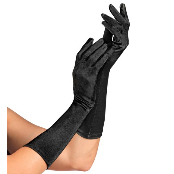 Guantes de Elastano Satén de color Negro de 40 Centímetros