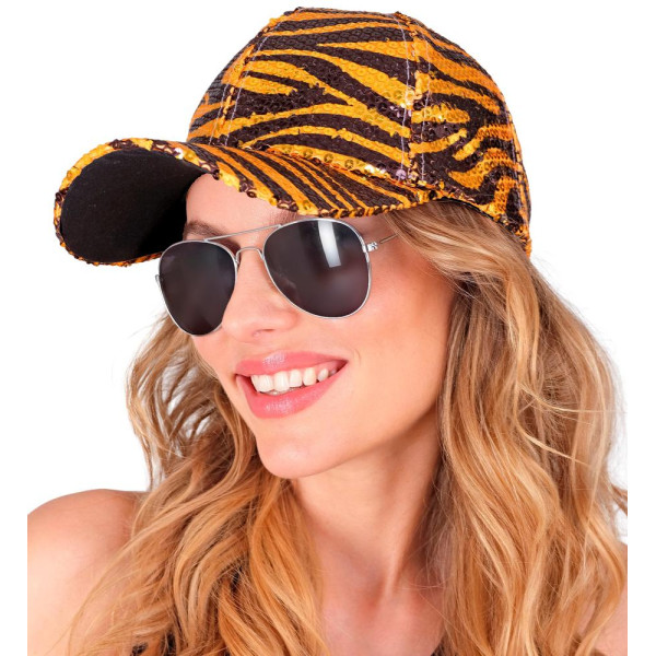 Gorra de Tigre con Lentejuelas para Adulto