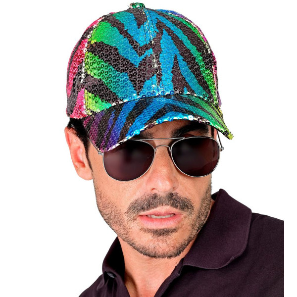 Gorra de Tigre Rainbow con Lentejuelas para Adulto