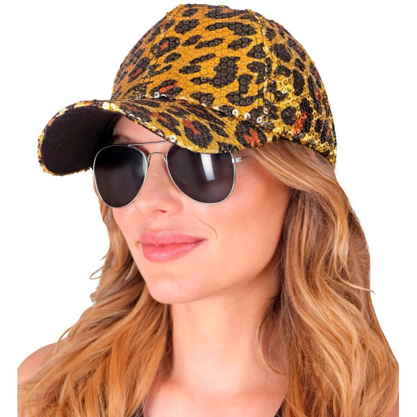 Gorra de Leopardo con Lentejuelas para Adulto