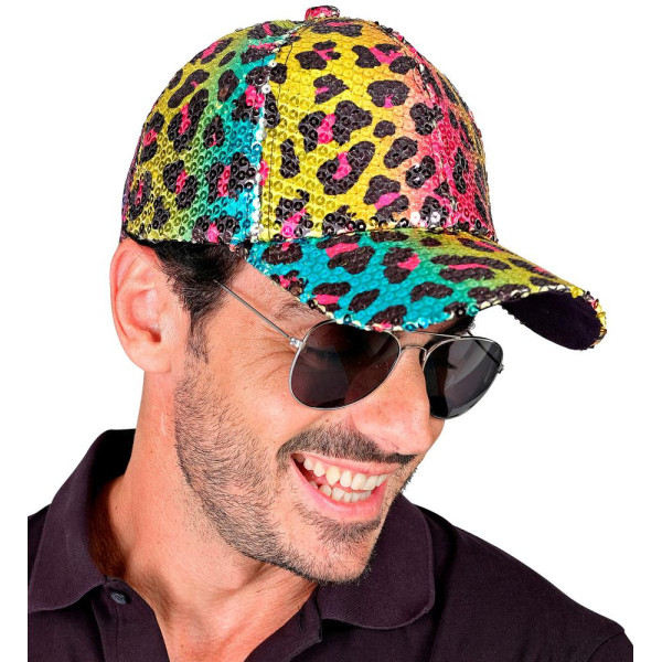 Gorra de Leopardo Rainbow con Lentejuelas para Adulto