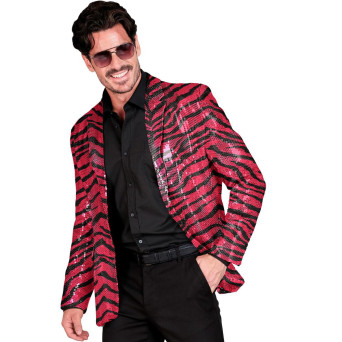 Chaqueta de Cebra de color Rosa con Lentejuelas para Adulto