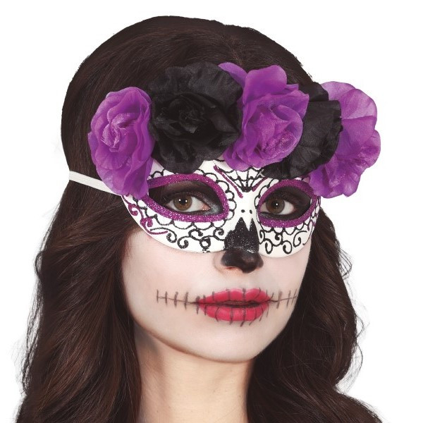 Antifaz de Catrina con Flores para Adulto