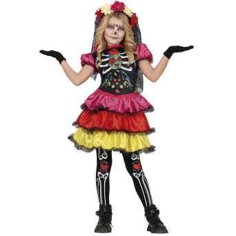 Disfraz de Catrina del Día de los Muertos Mexicano Infantil