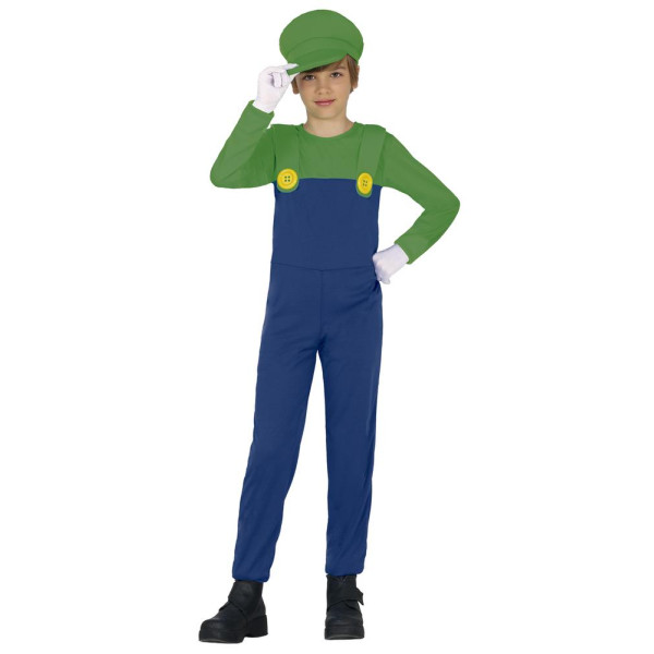 Disfraz de Super Fontanero de color Verde Infantil