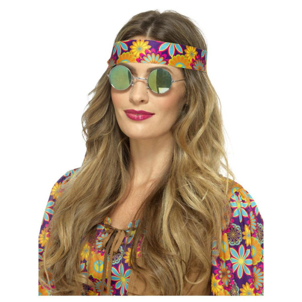 Gafas de Hippie con Cristal Espejo de color Verde y Azul para Adulto