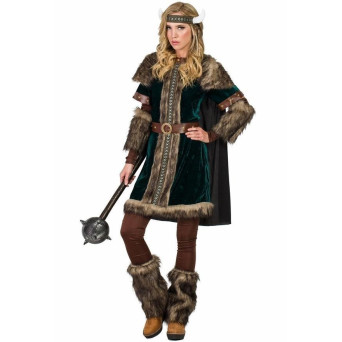 Disfraz de Vikinga de color Verde para Adulto