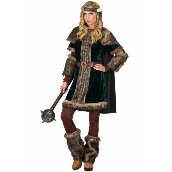 Disfraz de Vikinga de color Verde para Adulto