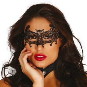 Antifaz de Murciélago Bordado de color Negro para Adulto