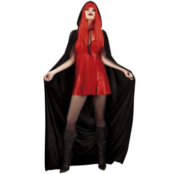 Capa de color Negro Efecto Terciopelo con Capucha para Adulto