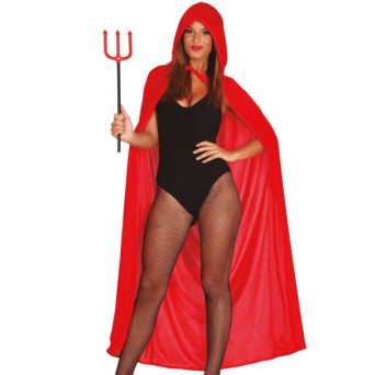 Capa de color Rojo de 130 Centímetros con Capucha para Adulto