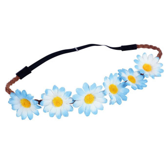 Vincha de Flores de color Azul y Blanca de 20 Centímetros