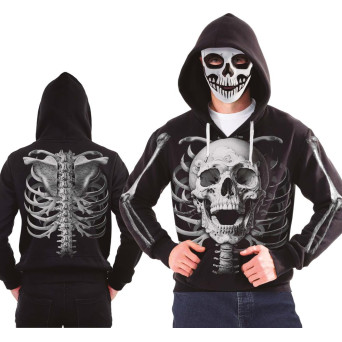 Sudadera de Esqueleto con Capucha y Máscara para Adulto