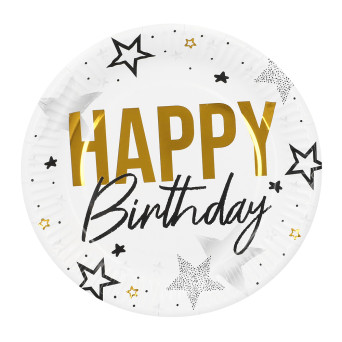 Plato de Happy Birthday 8 Unidades de 23 Centímetros