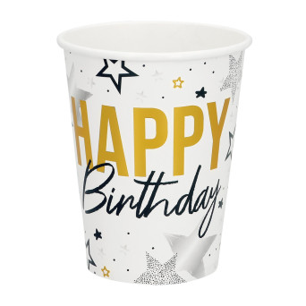 Vaso de Happy Birthday 8 Unidades de 25 Centilitros