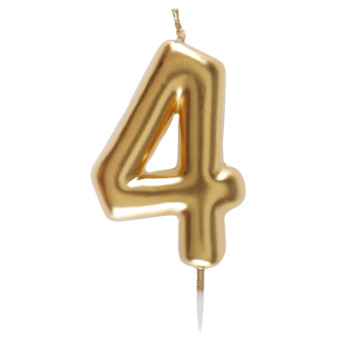 Vela de Cumpleaños Número 4 de 9 Centímetros de color Oro
