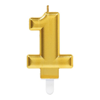 Vela de Cumpleaños Número 1 de 7,5 Centímetros de color Oro