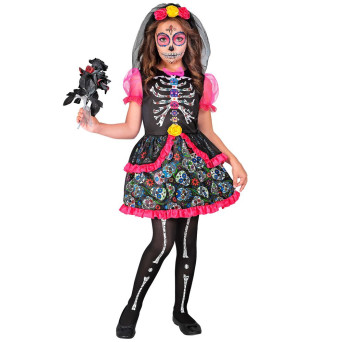 Disfraz de Catrina del Día de los Muertos Mexicano Infantil