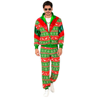 Chándal de Feliz Navidad de color Rojo y Verde para Adulto