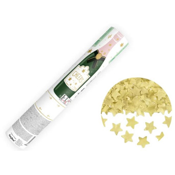Cañón de 20 Centímetros con Confeti de Estrellas de color Oro