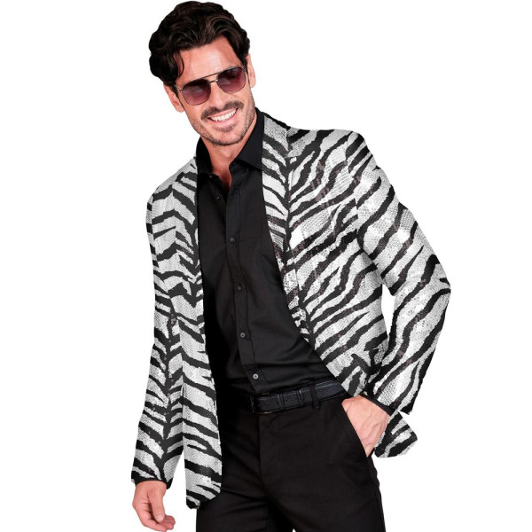 Chaqueta de Cebra de color Plata con Lentejuelas para Adulto