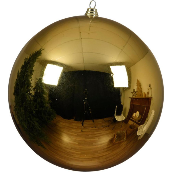 Bola de 30 Centímetros de color Oro Brillante con Anilla Dorada