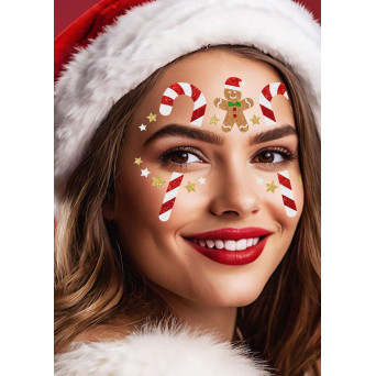 Gema Facial Adhesiva de Navidad con Purpurina