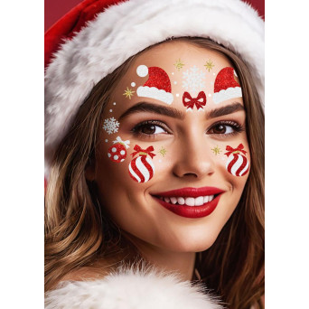 Gema Facial Adhesiva de Navidad con Purpurina