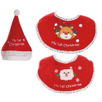 Set de Gorro y Babero de Papá Noel para Bebé