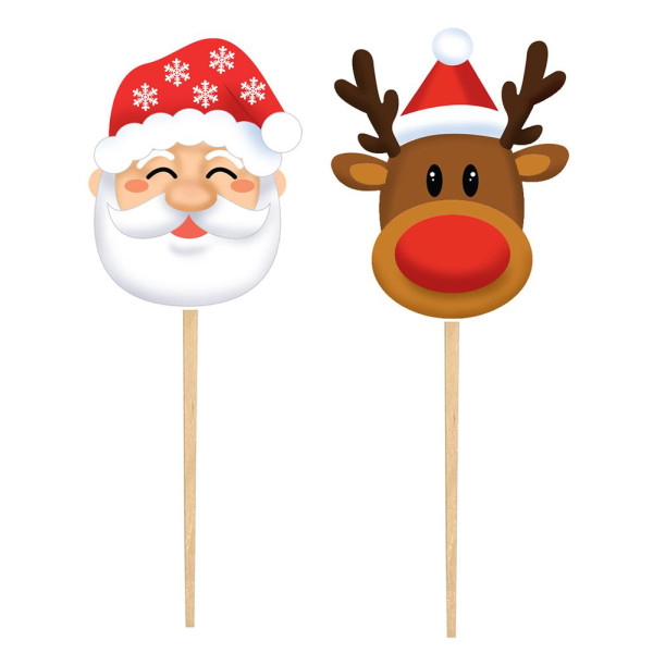 Palillo de Papá Noel y Reno 12 Unidades de 6 Centímetros