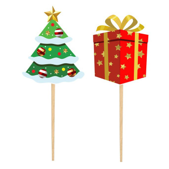 Palillo de Árbol y Regalo 12 Unidades de 6 Centímetros