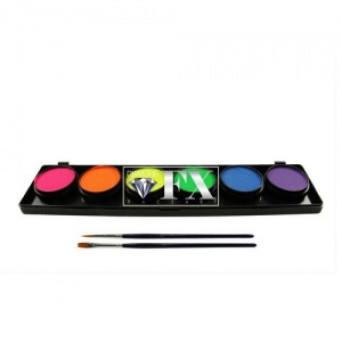 Paleta de Maquillaje al Agua Fluorescente 6 Colores de 10 Gramos de Diamond FX