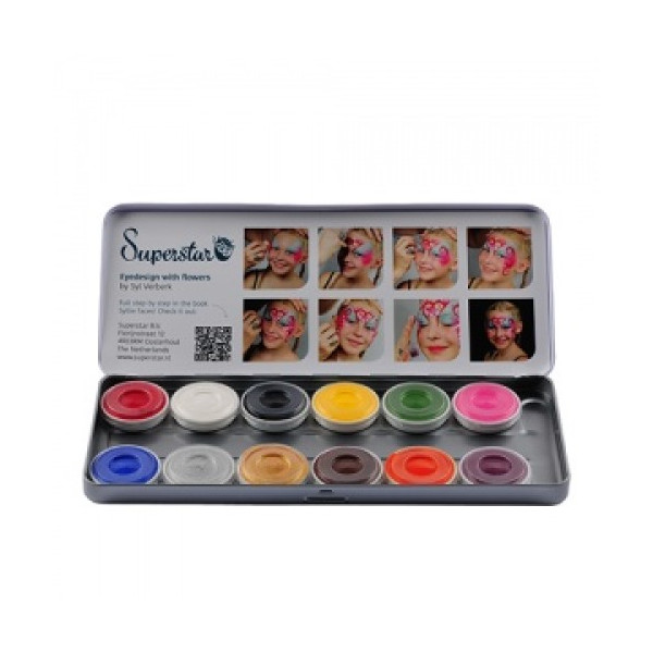 Paleta de Maquillaje al Agua Colores Básicos 12 Colores de 5 Gramos de Superstar