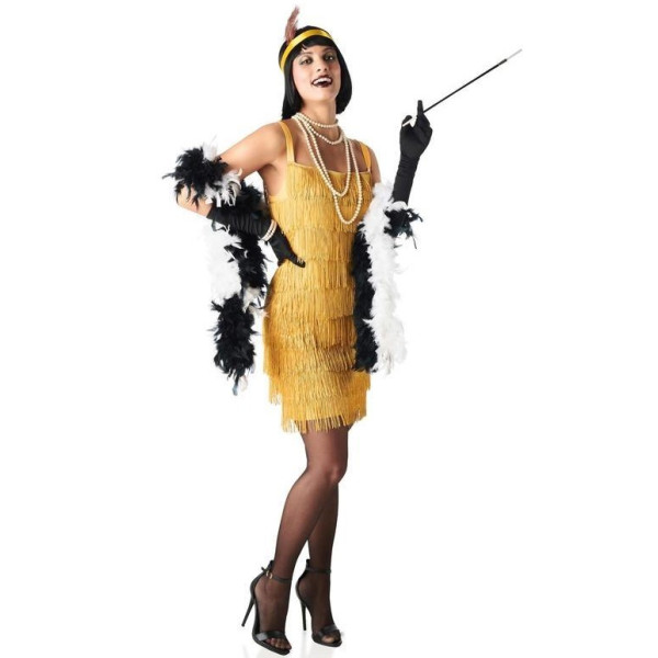 Disfraz de Charlestón Flecos de color Oro para Adulto