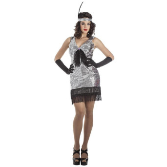 Disfraz de Charlestón de color Plata para Adulto