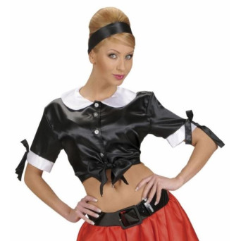 Camisa de Raso de color Negro para Adulto