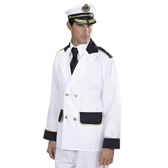 Chaqueta de Capitán de Barco de color Blanco para Adulto