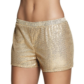 Pantalón Corto de Lentejuelas de color Oro para Adulto