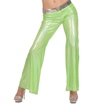 Pantalón Holográfico de Campana de color Verde para Adulto