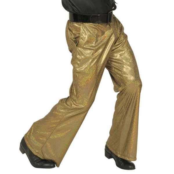 Pantalón Holográfico de Campana de color Oro para Adulto