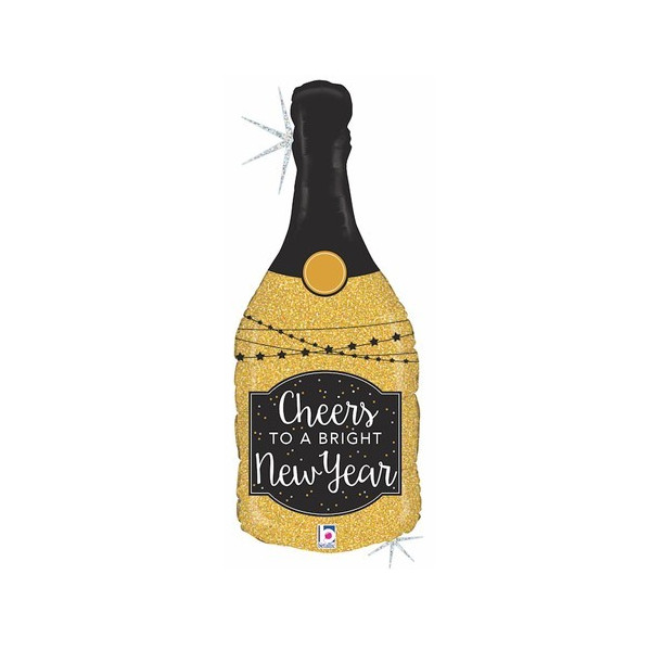 'Globo de Botella Champagne Holográfica New Year de 91 Centímetros